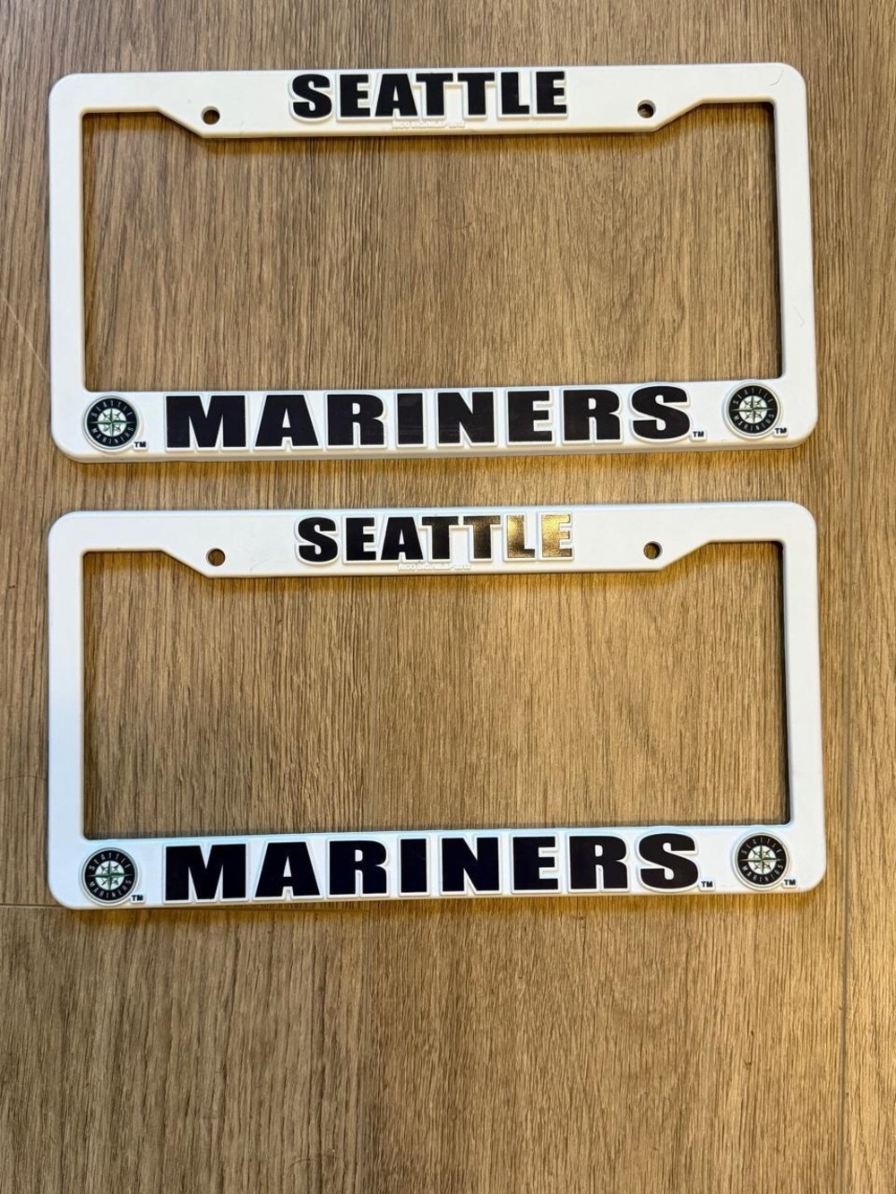 2 Seattle Mariners License Plate Frame - White with Navy Text
